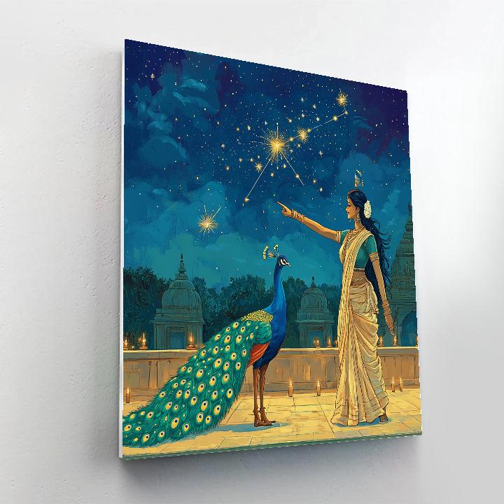 Parvati And The Constellation Peacock Number painting