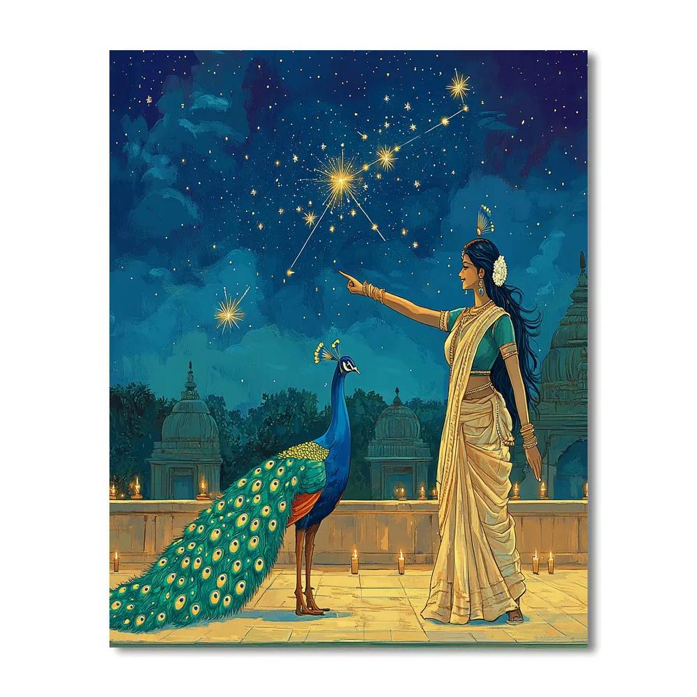 Parvati And The Constellation Peacock Number painting