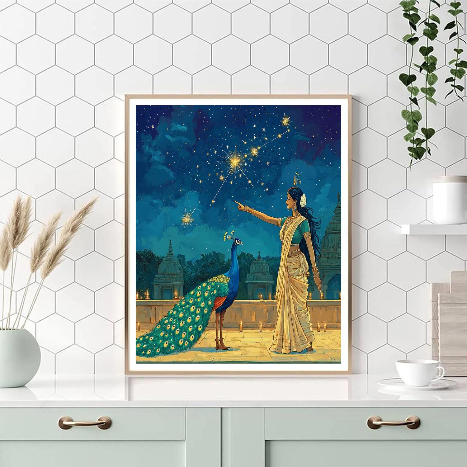 Parvati And The Constellation Peacock Number painting