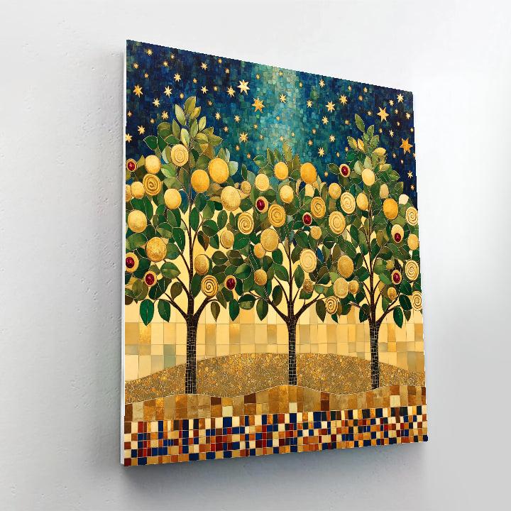 Gustav Klimt Inspired Celestial Orchard Of Gilded Leaves Number painting