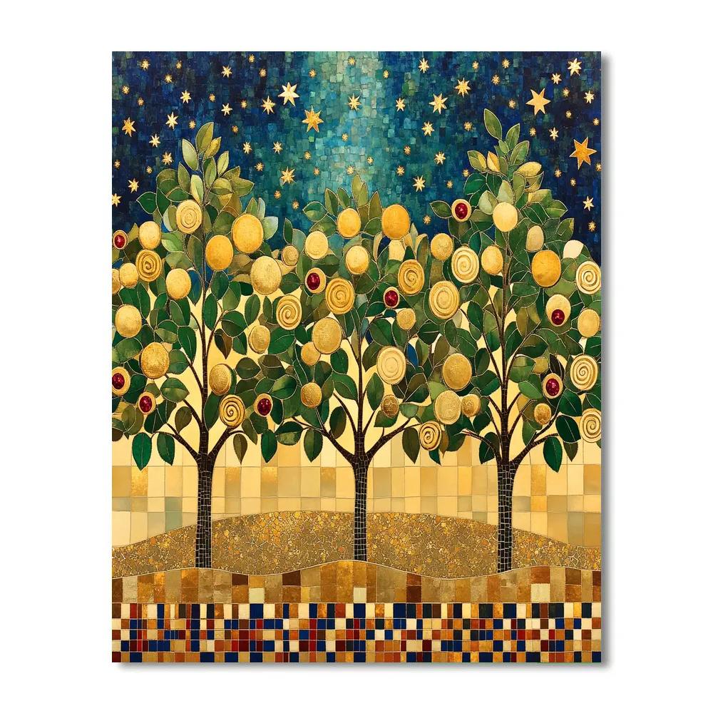 Gustav Klimt Inspired Celestial Orchard Of Gilded Leaves Number painting