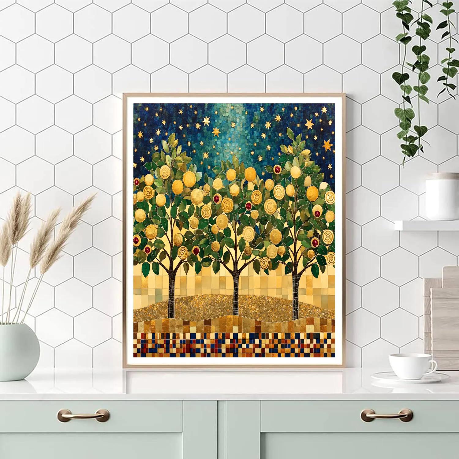 Gustav Klimt Inspired Celestial Orchard Of Gilded Leaves Number painting