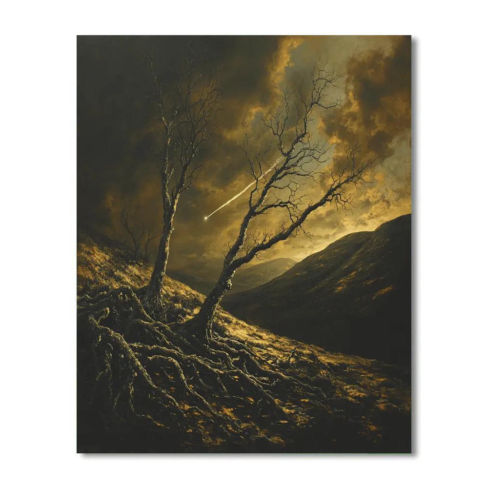 Francisco Goya Inspired Comet Light Through Dead Grove Paint by numbers art