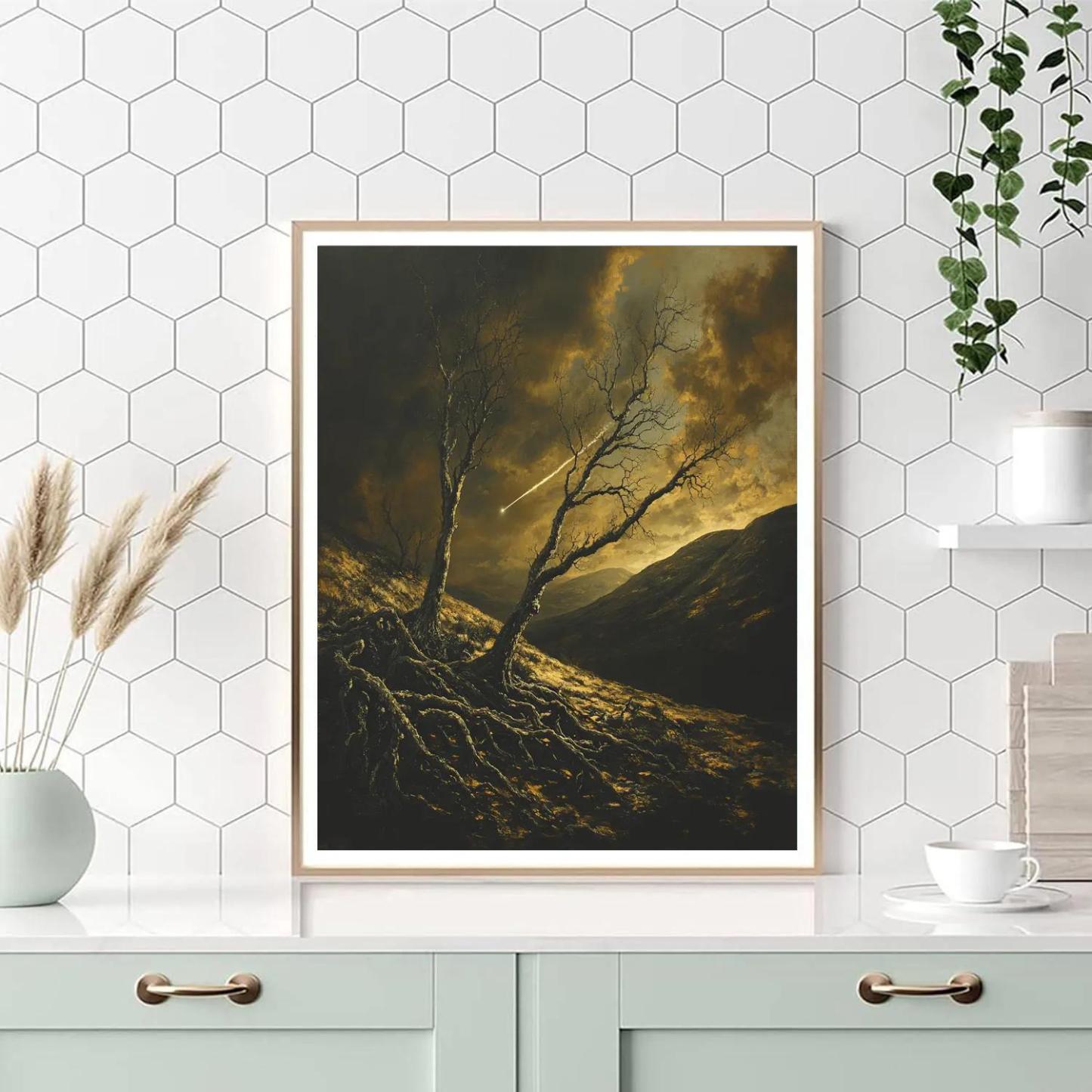 Francisco Goya Inspired Comet Light Through Dead Grove Paint by numbers art