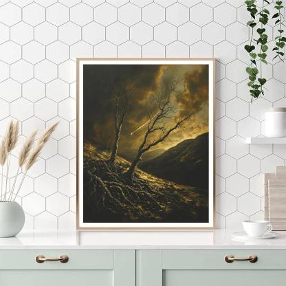 Francisco Goya Inspired Comet Light Through Dead Grove Paint by numbers art