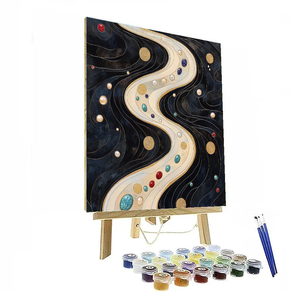Gustav Klimt Inspired Black Pearl River Of Ornamented Currents Number painting