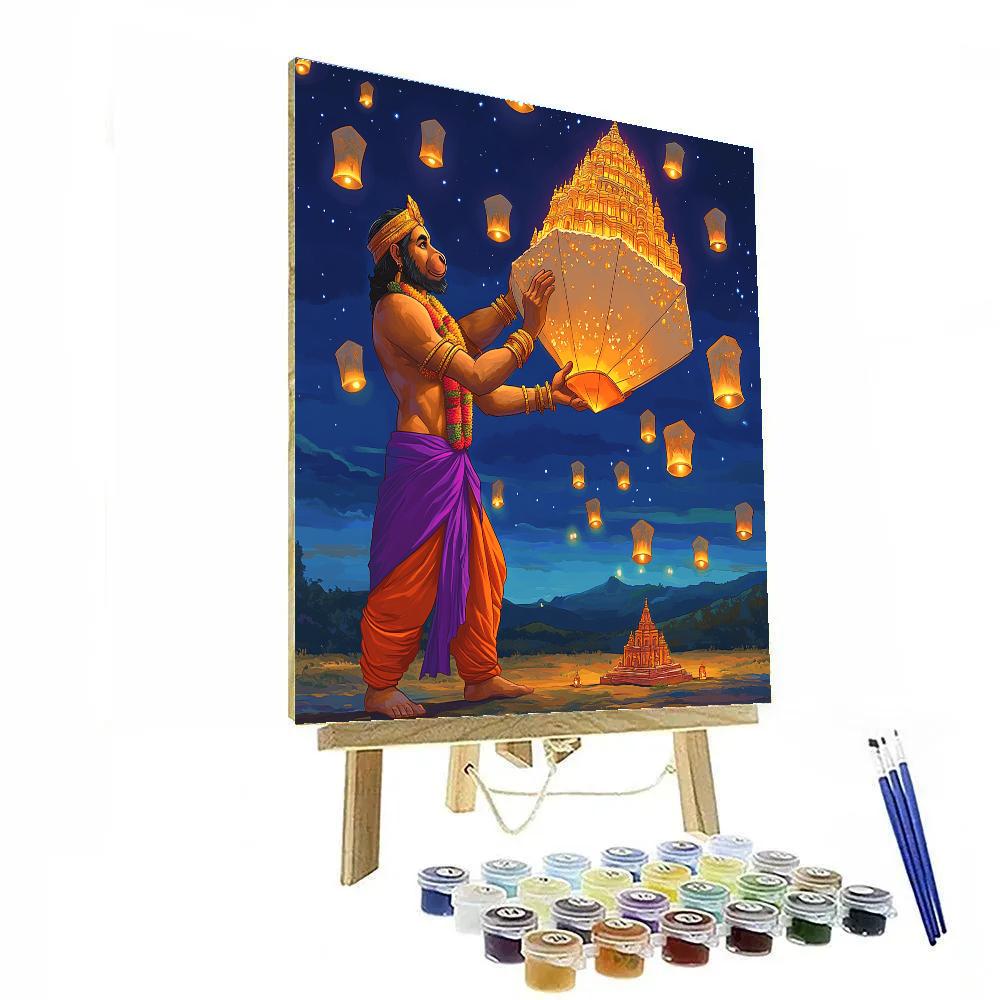 Hanuman Festival Lantern Launch painting number kit