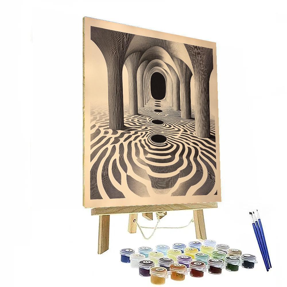 M.C. Escher Inspired Event Horizon Tessellation Labyrinth Paint by numbers kits