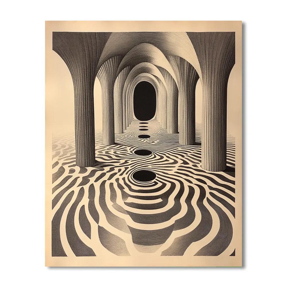 M.C. Escher Inspired Event Horizon Tessellation Labyrinth Paint by numbers kits