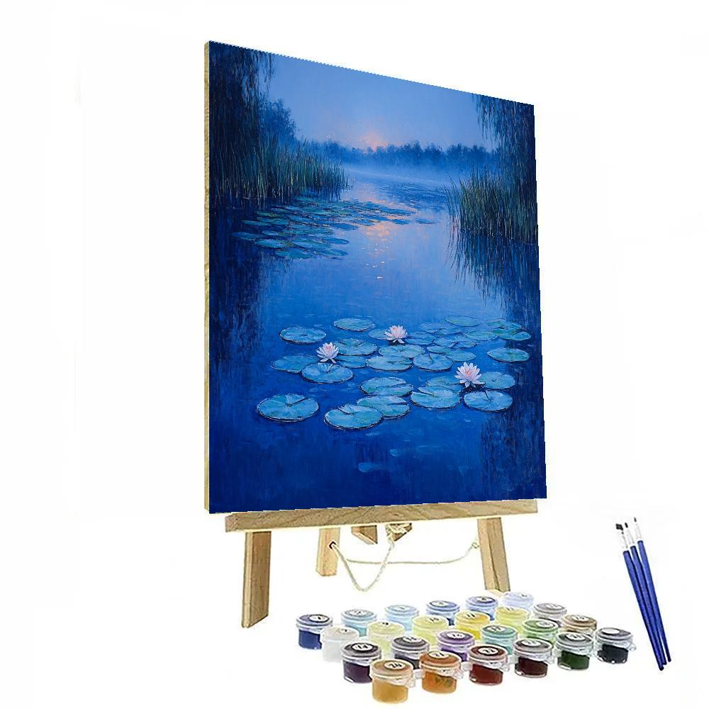 Claude Monet Inspired Lunar Tide Waterlilies At Blue Hour Paint by numbers art