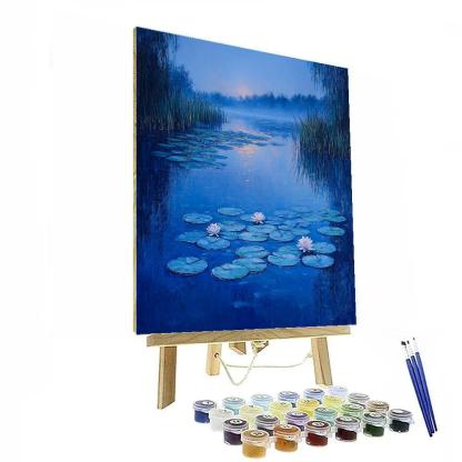 Claude Monet Inspired Lunar Tide Waterlilies At Blue Hour Paint by numbers art