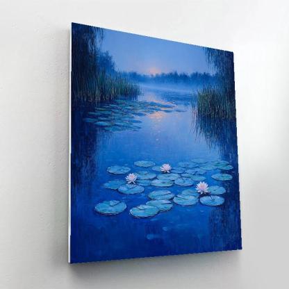 Claude Monet Inspired Lunar Tide Waterlilies At Blue Hour Paint by numbers art