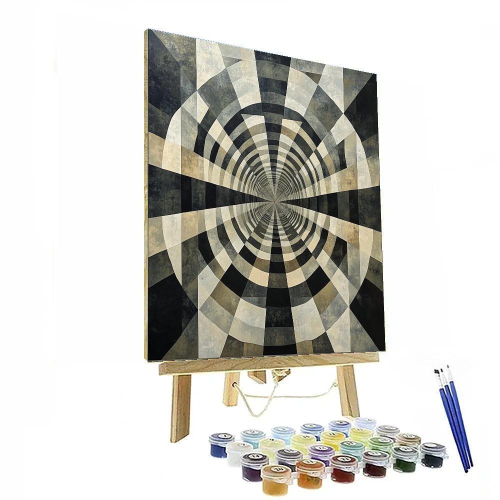 M.C. Escher Inspired Crystalline Orbit Paradox Grid Painting by numbers kit