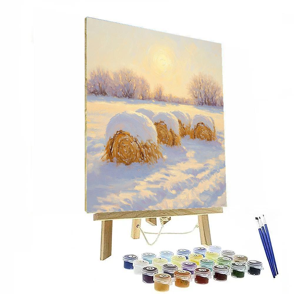 Claude Monet Inspired Solar Halo Over Winter Haystacks Numbered painting kits