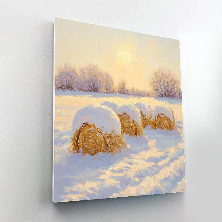 Claude Monet Inspired Solar Halo Over Winter Haystacks Numbered painting kits