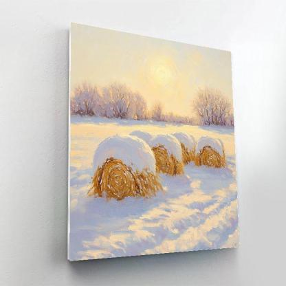 Claude Monet Inspired Solar Halo Over Winter Haystacks Numbered painting kits