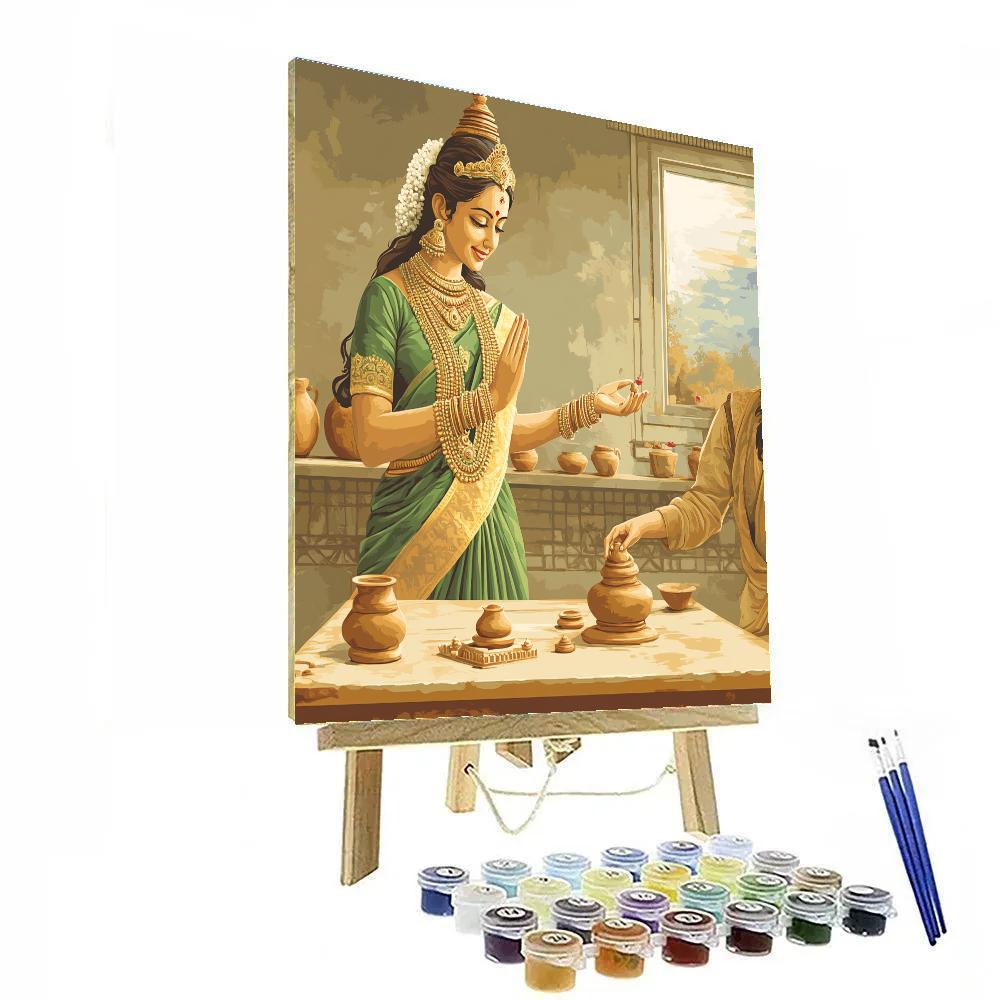 Parvati Clay Idol Artisan Scene DIY paint by numbers