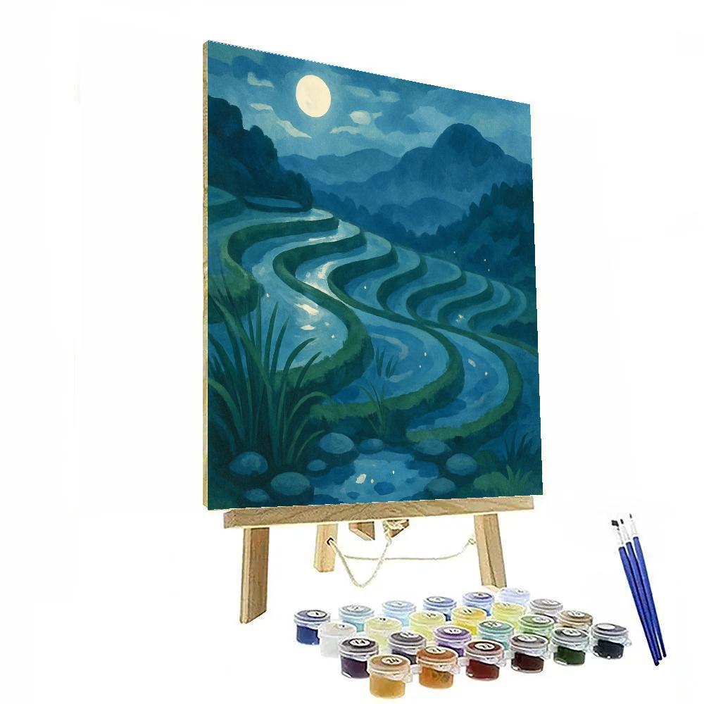 Moonlit Terraces Of The Quiet Rice Valley painting number kit