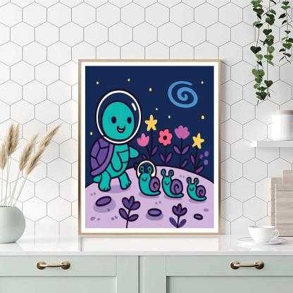 Nebula Garden Turtle Parade paint by number