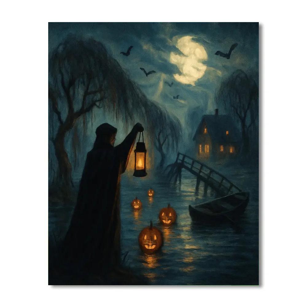 Lantern Tide Through The Willow Marsh DIY paint by numbers