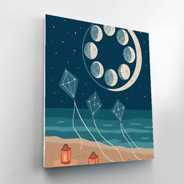Kite Festival Under A Phasewheel Moon paint by numbers