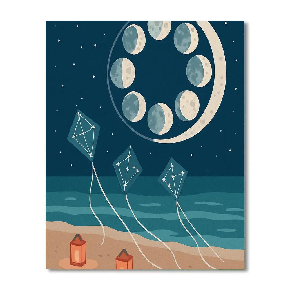 Kite Festival Under A Phasewheel Moon paint by numbers