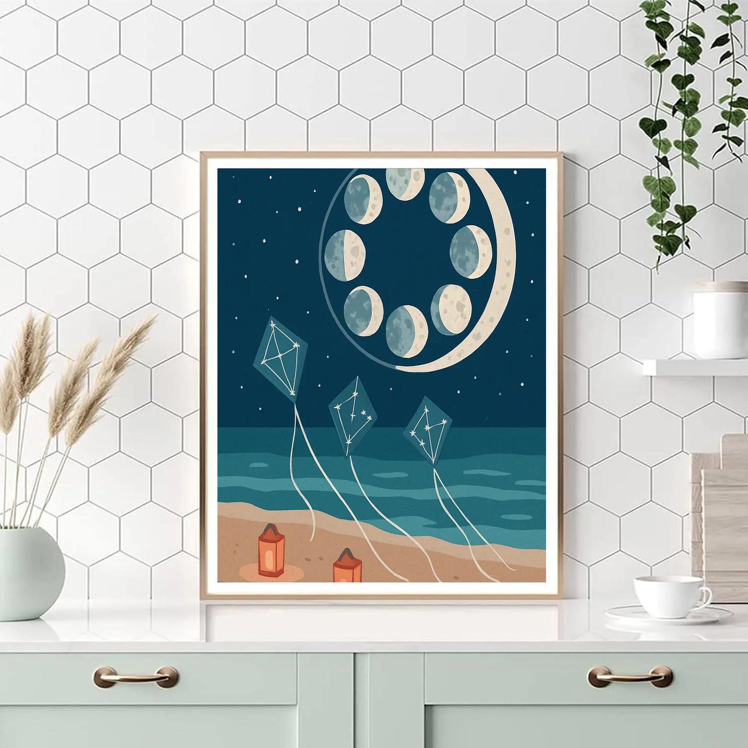 Kite Festival Under A Phasewheel Moon paint by numbers