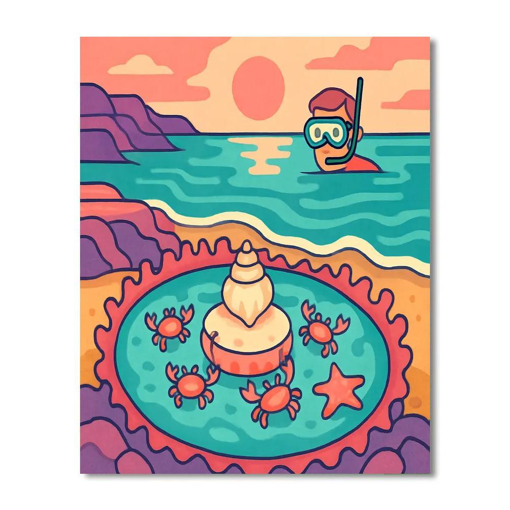 Beach Kaleidoscope Tidepool Parade paint by number