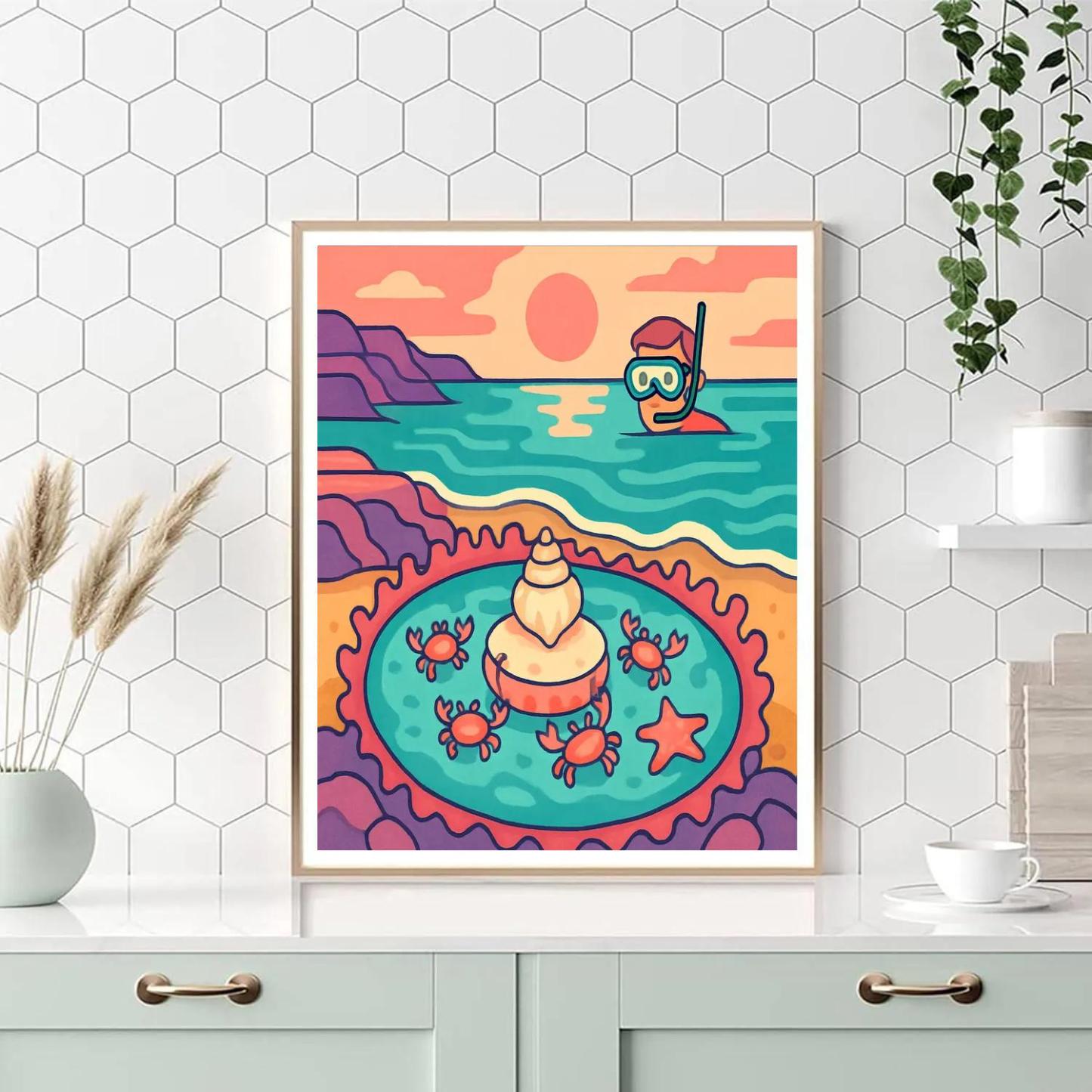 Beach Kaleidoscope Tidepool Parade paint by number