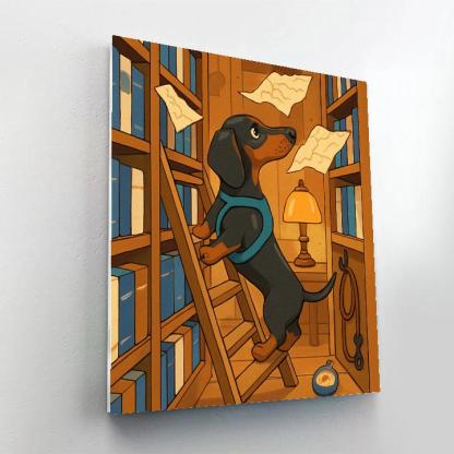 Library Ladder Dog Explorer Number painting