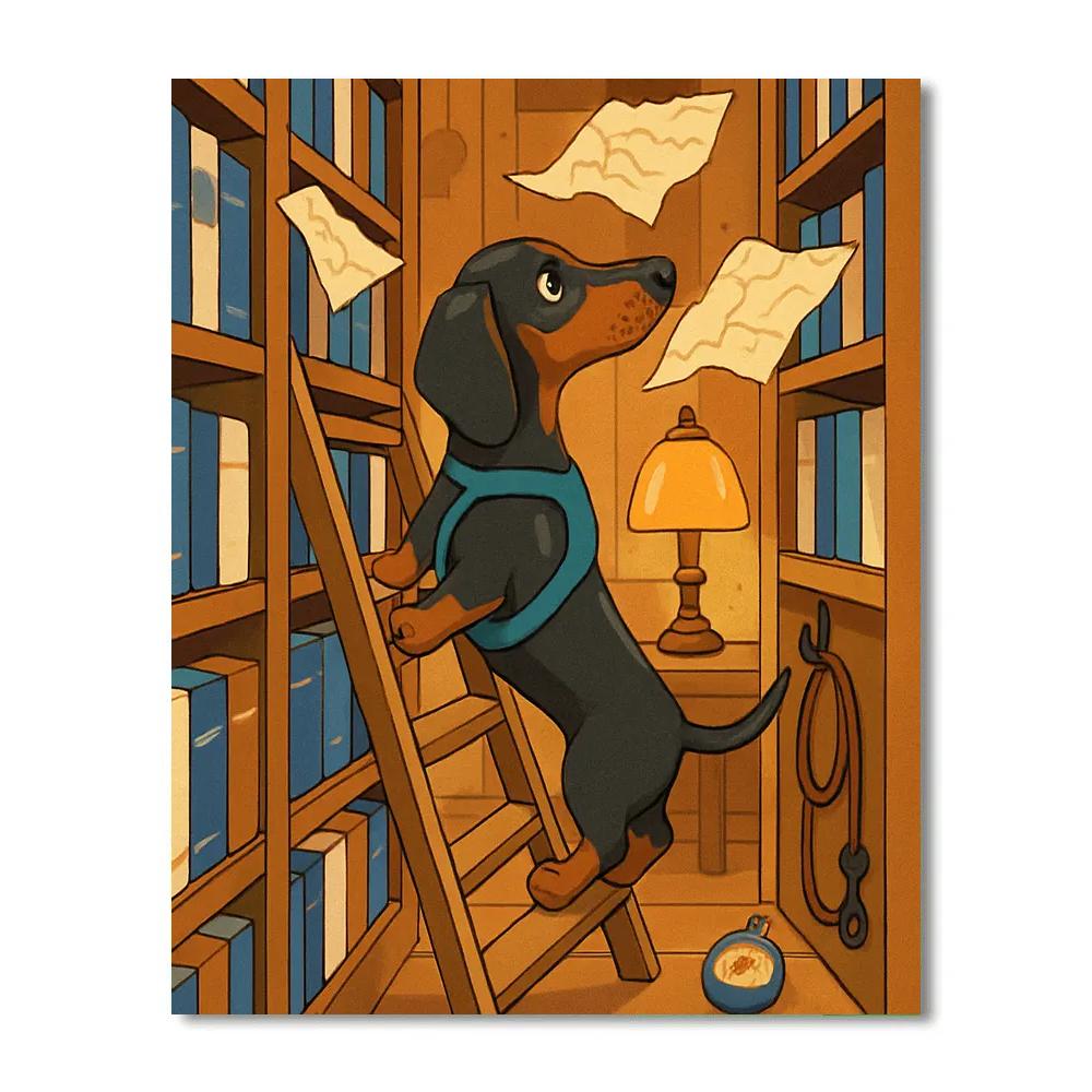 Library Ladder Dog Explorer Number painting
