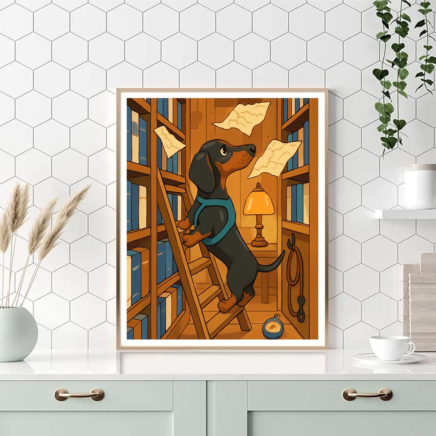 Library Ladder Dog Explorer Number painting