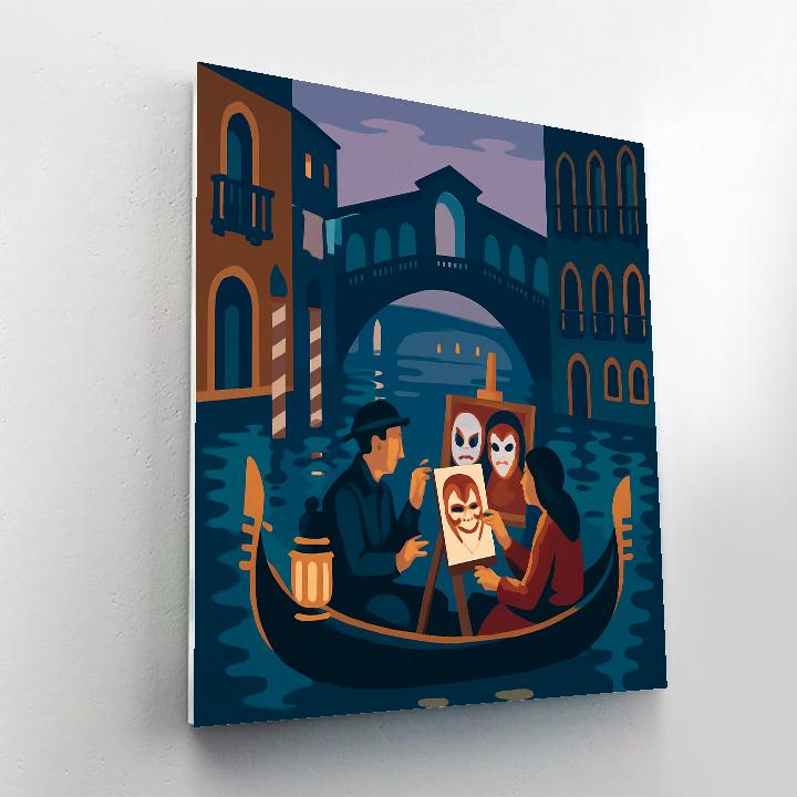 Festival Masks Under Italy Moonlight paint by color