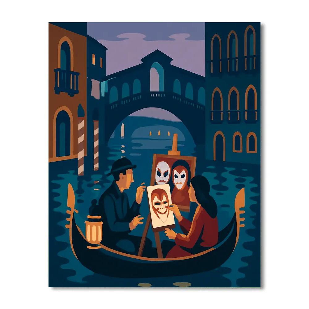 Festival Masks Under Italy Moonlight paint by color