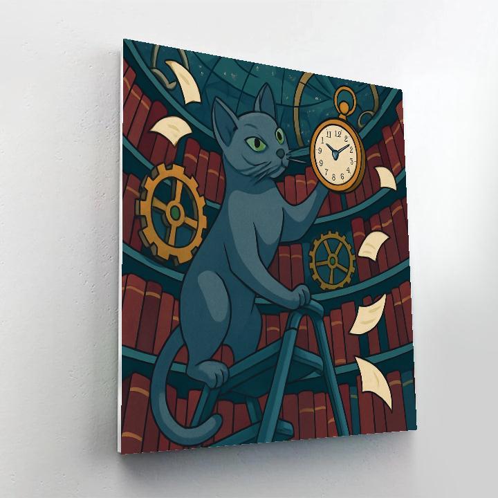 Clockwork Library Cat Paint by numbers art