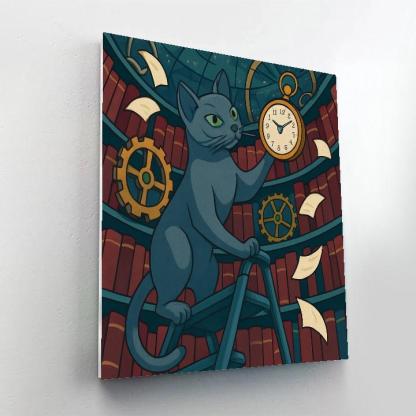 Clockwork Library Cat Paint by numbers art