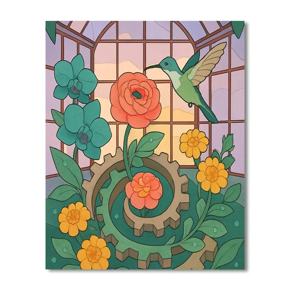 Clockwork Conservatory Flowers paint by number