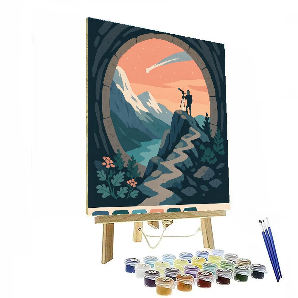 Paper Cut Observatory Mountain Vista paint by color