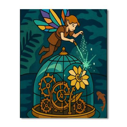 Clockwork Conservatory Fairy Paint by numbers art