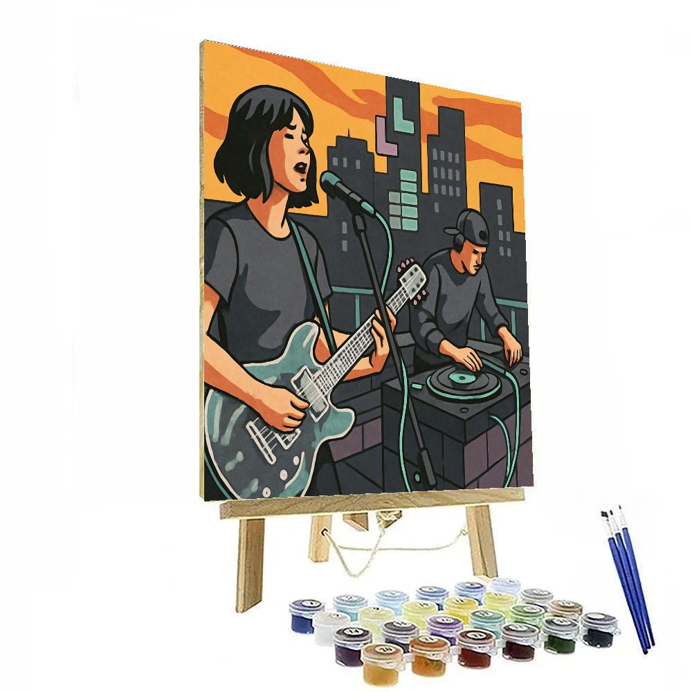 Stained Glass City Rooftop Jam With Music paint by number
