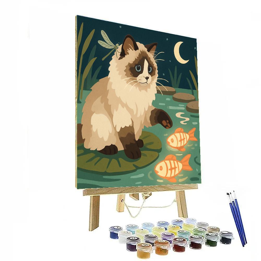 Water Garden With Cat Lanterns Paint by numbers kits