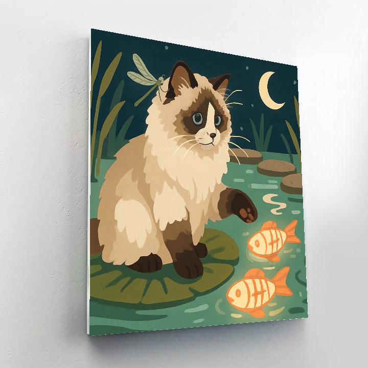 Water Garden With Cat Lanterns Paint by numbers kits