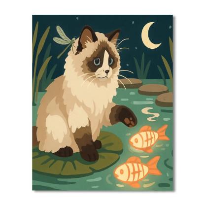 Water Garden With Cat Lanterns Paint by numbers kits