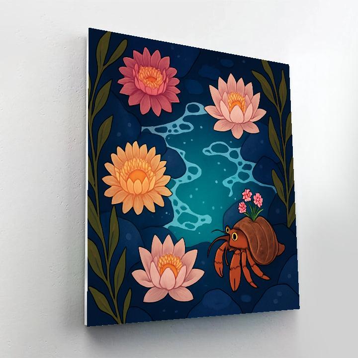 Moonlit Tidepool With Flowers Paint by numbers art