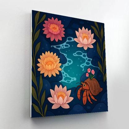 Moonlit Tidepool With Flowers Paint by numbers art
