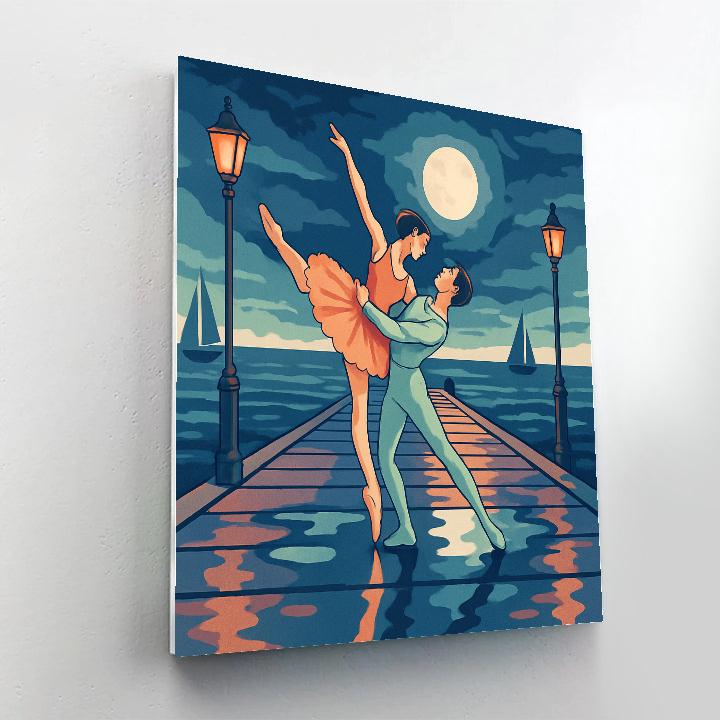 Moonlit Pier In Ballet Paint by numbers art