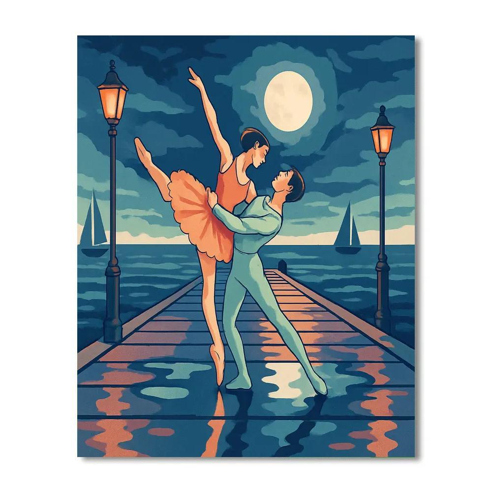 Moonlit Pier In Ballet Paint by numbers art