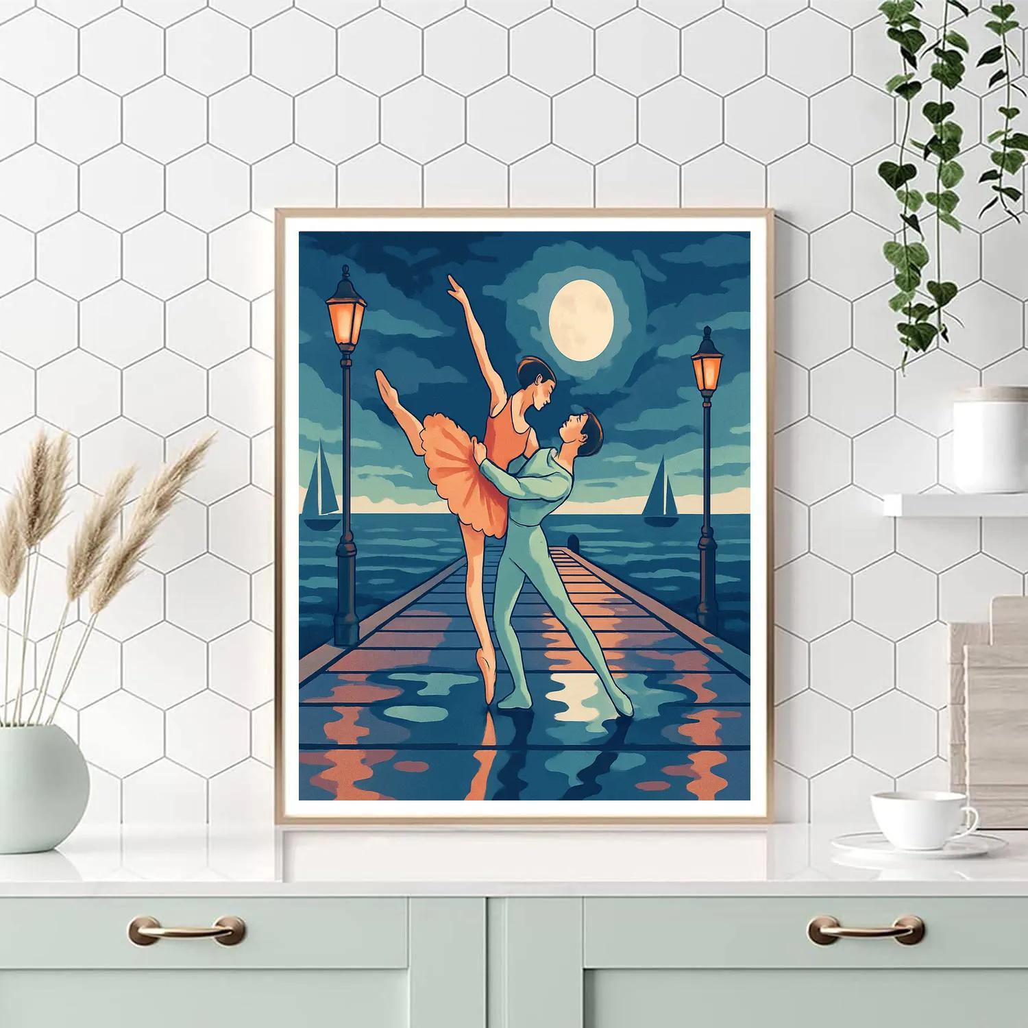 Moonlit Pier In Ballet Paint by numbers art