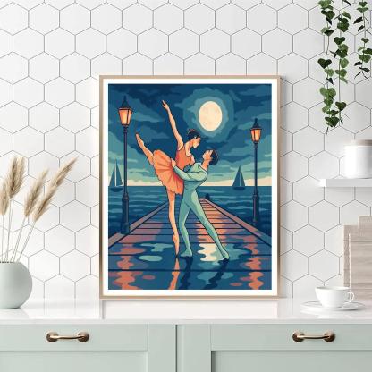 Moonlit Pier In Ballet Paint by numbers art