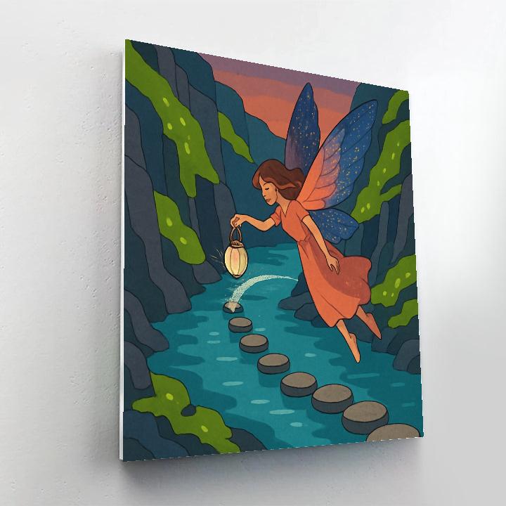 Riverstone Bridge With Fairy Lanterns Numbered painting kits